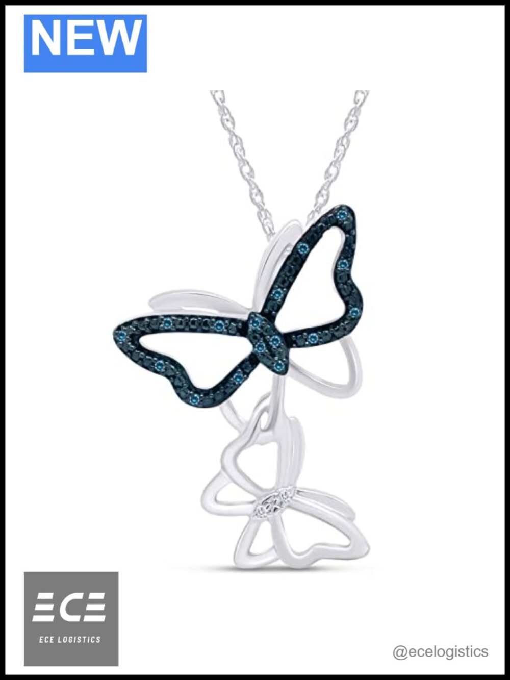 14k Gold Over Sterling Silver Diamond Butterfly Pendant Necklace